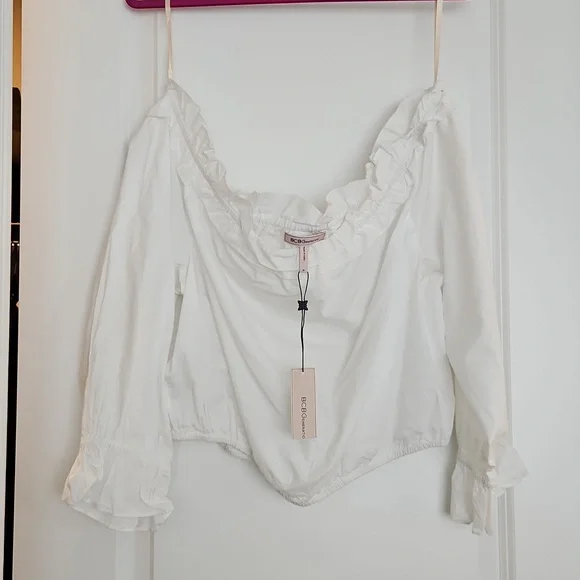 White Off-Shoulder Ruffle Top - Picture 3 of 5